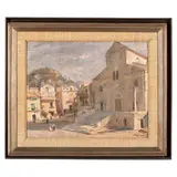 Francesco Galante, Margherita di Savoia, 1884 - Napoli, 1972 / Ravello, mattino in piazza / Firmato F Galante in basso a destra