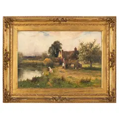 Dalston, 1872 - 1927 / Paesaggio della campagna inglese con figure / Firmato Ernst Walbourn e datato 99 in basso a destra by Ernest Walbourn, oil on canvas, offered Jul 2025