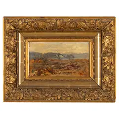 Lorenzo Gignous, Modena, 1862 - Porto Ceresio, 1958 / Paesaggio brullo / Firmato L. Gignous in basso a destra, Cartoncino applicato su legno