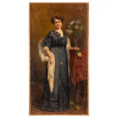 Antonio Pasinetti, Montichiari, 1863 - Milano, 1940 / Ritratto di Nina Torriani Bernasconi / Firmato A Pasinetti e datato in basso a destra, oil on canvas