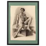 Vincenzo Loria, Salerno, 1849 - La Spezia, 1939 / Nudo maschile in posa / Firmato V Loria in basso destra