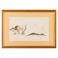 Domenico Morelli, Napoli, 1826 - 1901 / Figura femminile sdraiata / Firmato Morelli in basso al centro, ink on paper