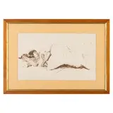 Domenico Morelli, Napoli, 1826 - 1901 / Figura femminile sdraiata / Firmato Morelli in basso al centro, ink on paper