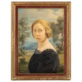 Genova, 1912 - 1987 / Ritratto di donna / Firmato GB Semino e datato 1954 in basso a destra by Giovanni Battista Semino, oil on masonite, offered Jul 2025
