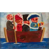 Franz Borghese, Roma 1941 - 2005 / Personaggi in barca, oil on canvas
