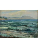 Berto Ferrari, Bogliasco, 1887 - Genova, 1965 / Marina, oil on cardboard