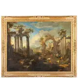 Jan Frans Soolmaker, Capriccio architettonico con rovine e figure, oil on canvas