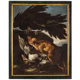 Natura viva con aquila, lupo e anatra by Angelo Maria Crivelli Detto Il Crivellone, oil on canvas, offered Nov 2025