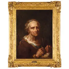 Giuseppe Nogari, Ritratto di una vecchia donna che cuce, oil on canvas