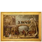 Cornelis de Wael, Veduta invernale con soldati, cavalieri e pastori