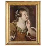 Giuseppe Nuvolone, Ritratto di giovane donna (Allegoria del silenzio), oil on canvas