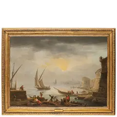 Joseph Vernet, Veduta portuale mediterranea / Firmato Joseph Vernet S e datato Roma 1747 in basso a sinistra, oil on canvas