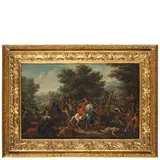 Giovanni Reder, Paesaggio con scena di caccia, oil on canvas