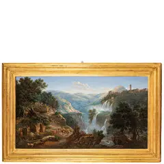 Arthur John Strutt, Veduta delle cascate di Tivoli, oil on canvas