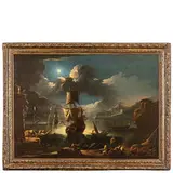 Bartolomeo Pedon, Veduta portuale di fantasia al chiaro di luna, oil on canvas