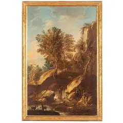 Paesaggio con figure by Pietro Montanini, oil on canvas, offered Nov 2025