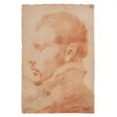 Ritratto d'uomo di profilo by Ludovico Carracci, red chalk on paper ruvida, offered Nov 2025