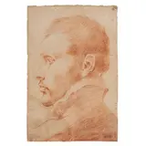 Ludovico Carracci, Ritratto d'uomo di profilo, red chalk on paper ruvida