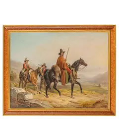 William Barraud, Inghilterra, 1810 - 1850 / Cacciatori nella campagna romana / Firmato W Barraud in basso a sinistra, oil on canvas