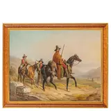 William Barraud, Inghilterra, 1810 - 1850 / Cacciatori nella campagna romana / Firmato W Barraud in basso a sinistra, oil on canvas