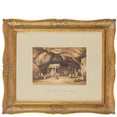 Achille Vianelli, Porto Maurizio, 1803 - Benevento, 1894 / Grotta di Santa Rosalia sul monte Pellegrino / Firmato Vianelli, Grotta di S Rosalia 1840 in basso a sinistra, Acquarello su carta