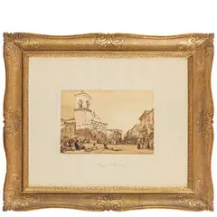 Achille Vianelli, Porto Maurizio, 1803 - Benevento, 1894 / Piazza di Benevento / Firmato Vianelli, Benevento 3 luglio 1840 in basso a sinistra, Acquarello e inchiostro su carta