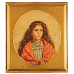 Vincenzo Caprile, Napoli, 1856 - 1936 / Ritratto di ragazza / Firmato V Caprile in basso a destra, oil on canvas