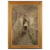 Giuseppe Casciaro, Ortelle, 1863 - Napoli, 1945 / Entrata al Castello Aragonese, Ischia ponte / Firmato G Casciaro Ischia 20 ott VII basso a sinistra, oil on canvas