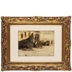 Livorno 1842 - Firenze 1903 / Bagnanti sulla spiaggia / Firmato E Cecconi in basso a destra by Eugenio Cecconi, oil on tavoletta, offered Nov 2025