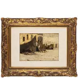 Eugenio Cecconi, Livorno 1842 - Firenze 1903 / Bagnanti sulla spiaggia / Firmato E Cecconi in basso a destra, oil on tavoletta