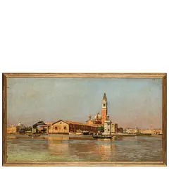 Friedrich Nerly, Erfurt, 1842 - Venezia, 1919 / Venezia, isola di San Giorgio / Firmato Nerly in basso a sinistra, oil on canvas