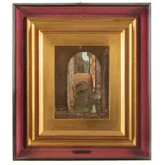 Vincenzo Cabianca, Verona, 1827 - Roma, 1902 / Canale a Venezia, oil on tavoletta