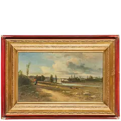 Raffaello Sernesi, Firenze, 1838 - Bolzano, 1866 / Arno a Firenze, oil on canvas