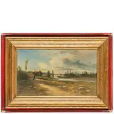 Raffaello Sernesi, Firenze, 1838 - Bolzano, 1866 / Arno a Firenze, oil on canvas