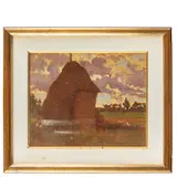 Giorgio Kienerk, Firenze, 1869 - Poggio alla Farni, 1948 / Il pagliaio, Fauglia / Firmato G Kienerk e dedica in basso a destra