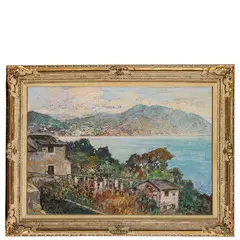 Genova, 1868 - 1952 / Il monte di Portofino da Sori / Firmato C Bentivoglio in basso a destra by Cesare Bentivoglio, oil on canvas, offered Nov 2025