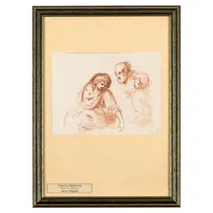 Francesco Bartolozzi, Sacra Famiglia, red chalk on paper