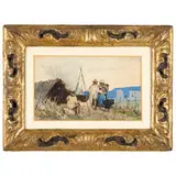 Pio Joris, Roma, 1843 - 1921 / Accampamento di viandanti / Firmato P Joris e datato 1870 in basso a / sinistra, Acquarello su carta