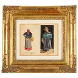 Pio Joris, Roma, 1843 - 1921 / Studi di figure femminili / Firmato P Joris Toledo e datato 1871 in basso a sinistra, Acquarello su carta