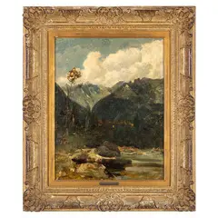 Cesare Tallone, Savona, 1853 - Milano, 1919 / Paesaggio montano / Firmato Tallone e datato 1913 in basso a destra, oil on panel