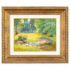 Genova, 1863 - Pianfei, 1950 / Prato verde / Firmato G Sacheri in basso a sinistra by Giuseppe Sacheri, oil on cardboard, offered Oct 2025