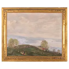 Carlo Casanova, Crema, 1871 - Quarna di Sotto, 1950 / Vallata sul lago / Firmato Casanova C in basso a destra, oil on cm 66X85