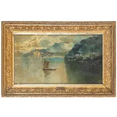 Salvatore Petruolo, Catanzaro, 1857 - Napoli, 1942 / Marina al tramonto / Firmato S Petruolo in basso a destra, oil on canvas