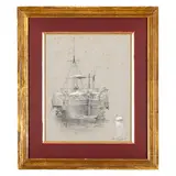 La Spezia, 1830 - 1904 / Veliero / Firmato A Fossati in basso a destra by Agostino Fossati, pencil and biacca on cartoncino, offered Oct 2025