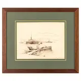 La Spezia, 1830 - 1904 / Marina con barche / Firmato A Fossati in basso a destra by Agostino Fossati, ink on paper, offered Oct 2025