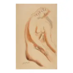 Alexander Archipenko, Red Dust Finger Drawing of a Nude, circa 1935, conté crayon and pencil on paper