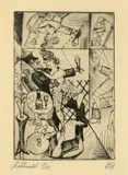 Otto Dix, Erinnerung an die Spiegelsäle von Brüssel, 1920, Kaltnadel auf Velin