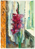 Purpurne Gladiole III by Karl Schmidt-Rottluff, 1964, Aquarell und Tuschpinsel auf Velin, sold Nov 2019