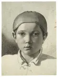 Johann Conrad Zeller, Junge mit Kappe, Um 1820, Tuschpinsel und -feder auf Velin (Wasserzeichen: C & I Honig)