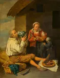 David Ryckaert III, Bauernfamilie bei der Rast, Um 1645, Öl auf Holz
